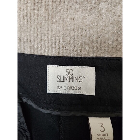 Chicos So Slimming Dress Pants Women 3 US 16 Short Black Straight Leg Stretch - Picture 6 of 8